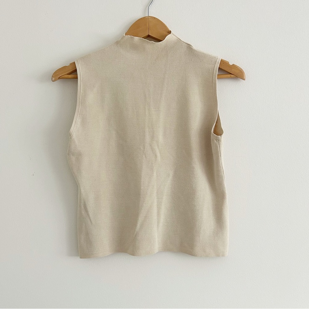 Cream mock neck stretch tank top